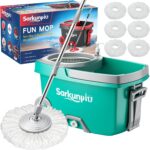 Spin Mop and Bucket Set with 6 Microfiber Heads