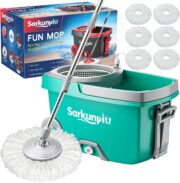 Spin Mop and Bucket Set with 6 Microfiber Heads
