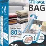 Vacuum Storage Bags with Hand Pump, 20-Piece Set