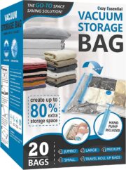 Vacuum Storage Bags with Hand Pump, 20-Piece Set
