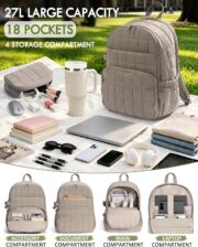 15.6" Quilted Travel Laptop Backpack - Image 3